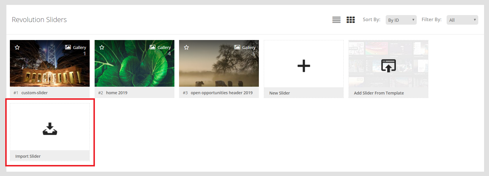 importing slider revolution export file