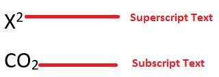 subscript and superscript text in elementor