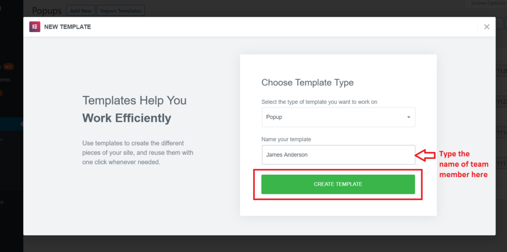 adding a new popup in elementor