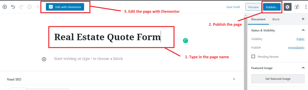 creating and editing a page with elementor
