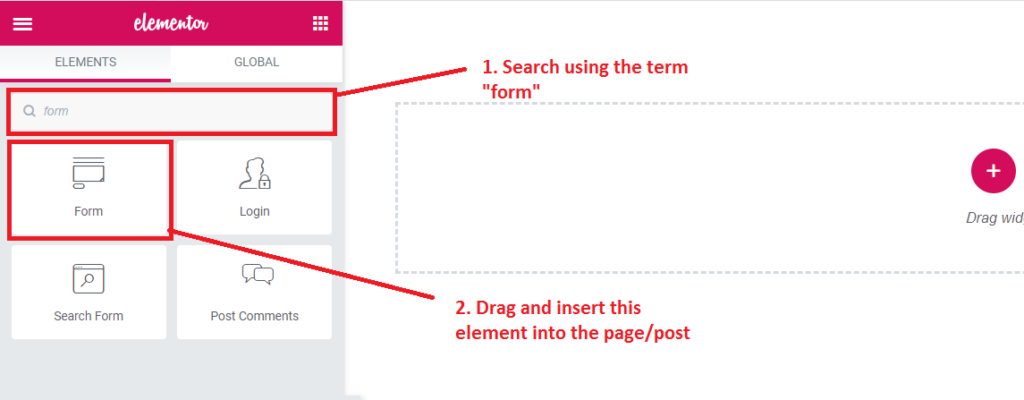 inserting-form-element-in-elementor
